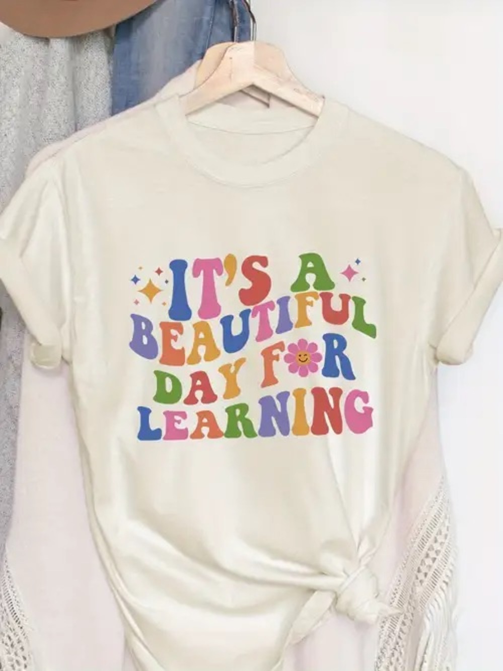 Colorful 'It's a Beautiful Day for Learning' Graphic Tee